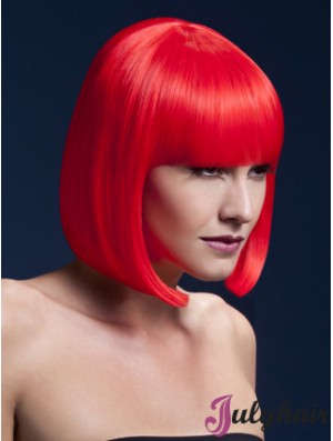 Affordable 12 inch Straight Red Bobs Short Wigs