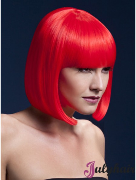 Affordable 12 inch Straight Red Bobs Short Wigs