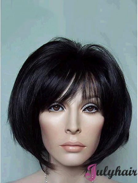 Chin Length Bobs Straight Black Suitable Synthetic Wigs