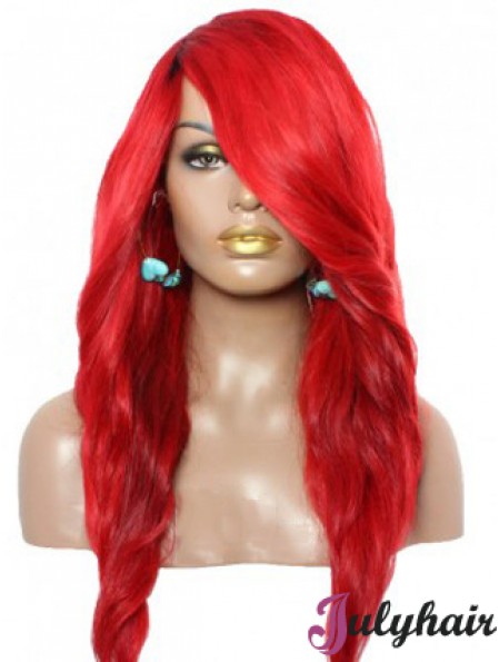 Wavy With Bangs Lace Front Amazing 22 inch Red Long Wigs