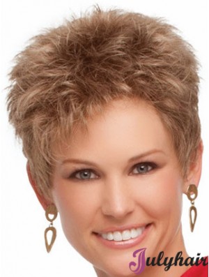 Cropped Boycuts Wavy Blonde Suitable Synthetic Wigs