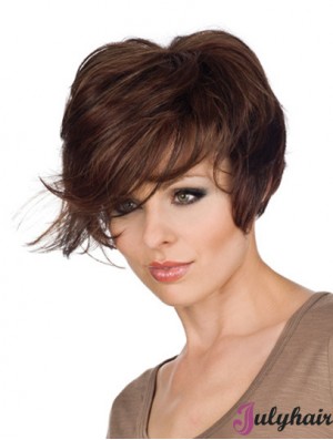 Great 8 inch Wavy Brown With Bangs Short Wigs