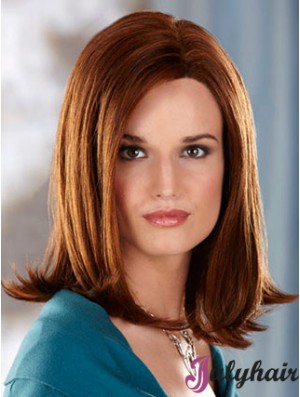 Shoulder Length Without Bangs Straight Auburn Great Synthetic Wigs