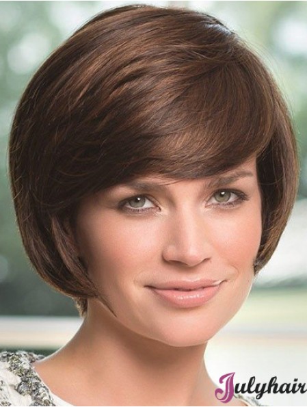 Wavy Chin Length Brown 8 inch Lace Front Perfect Bob Wigs