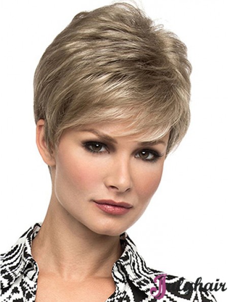 Affordable 6 inch Straight Blonde Boycuts Short Wigs