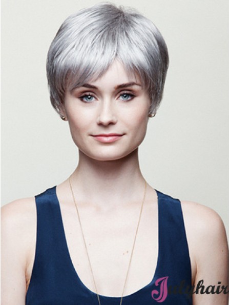 Straight Grey 6 inch Perfect Short Wigs