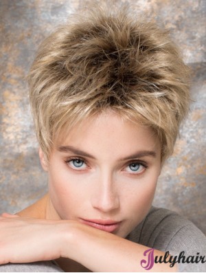 4 inch Blonde Synthetic Boycuts Straight Short Hair