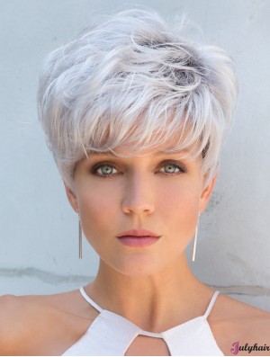 Breathable 5 inch Lightweight Grey Wigs For Women