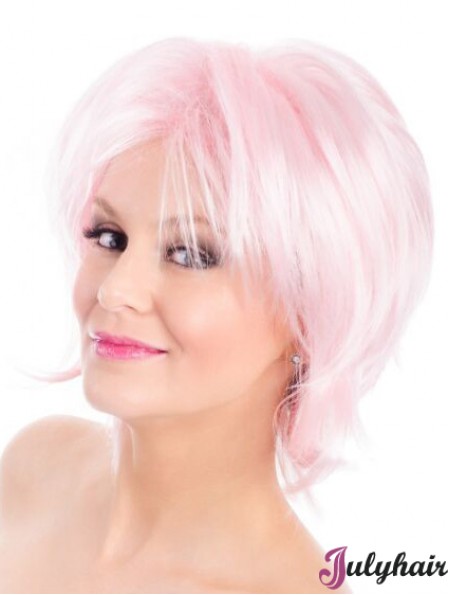 Straight Bobs Pink 8 inch Capless Wig Fashion