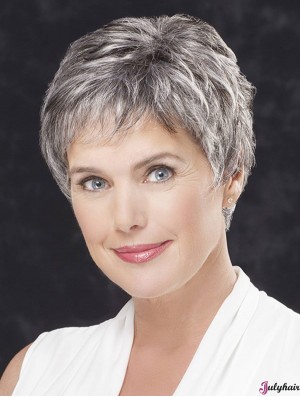 Durable Short Grey Lace Front Wigs for Hair Loss