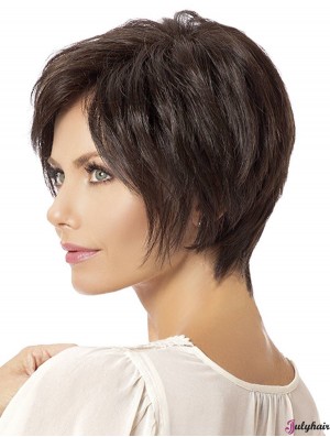 Straight Brown Layered 8 inch Wig Lace