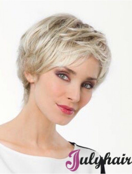 Platinum Blonde Boycuts Short 8 inch Straight Synthetic Monofilament Wig Sale