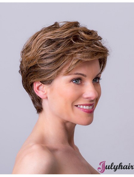 Auburn Layered Short 8 inch Wavy Synthetic Wigs Monofilament