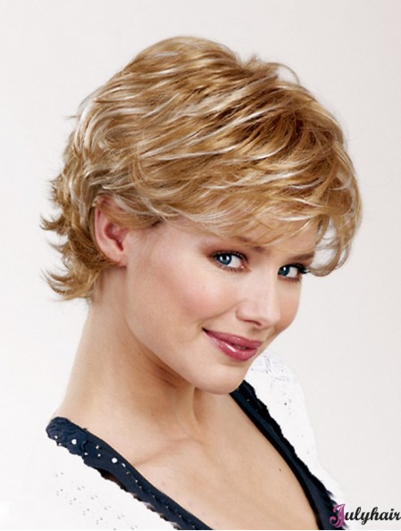 Wavy Layered Capless 8 inch Blonde Short Wholesale Synthetic Wigs