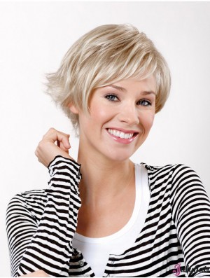 8 inch Straight Platinum Blonde Synthetic Short Capless Bob Wig