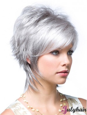 Beautiful Ladies Short Grey Wigs Wavy Style 