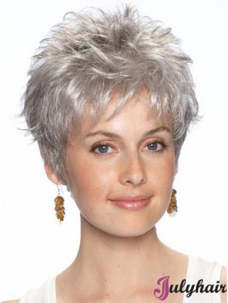 Breathable Short Grey Pixie Cut Wigs for Women