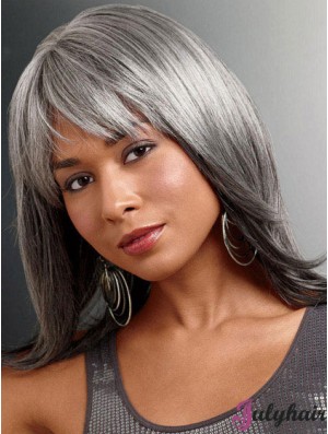 Wigs For The Older Lady UK With Lace Front Straight Style Grey Cut