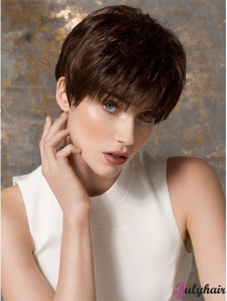 Boycuts Cropped Brown Straight Fashion Petite Wigs