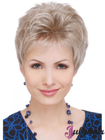 Wigs For Elderly Lady With Capless Wavy Style Short Length