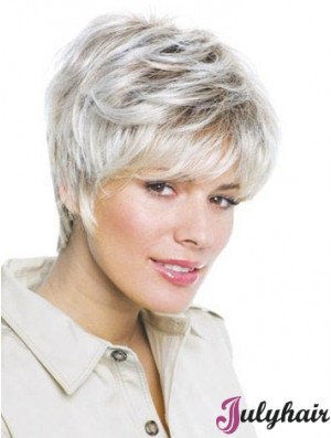 Synthetic Amazing Short Wavy Grey Wigs