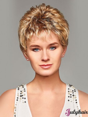 Mono Hair Toppers UK Cropped Length Blonde Color Curly Style Boycuts