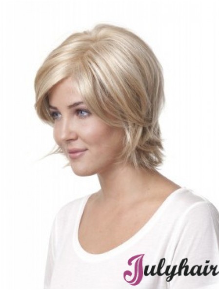 10 inch Blonde Chin Length Layered Straight Lace Wigs