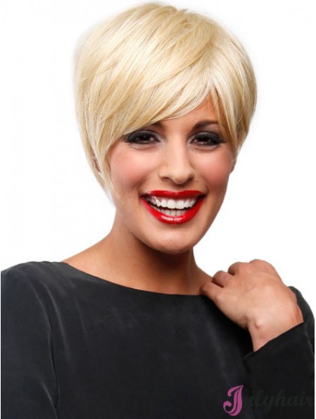 Affordable Blonde Short Straight Boycuts Lace Front Wigs