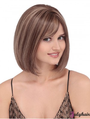 Straight Shoulder Length Blonde 12 inch Lace Front Discount Bob Wigs