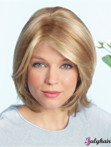 Layered Blonde Straight Shoulder Length 14 inch Ideal Medium Wigs