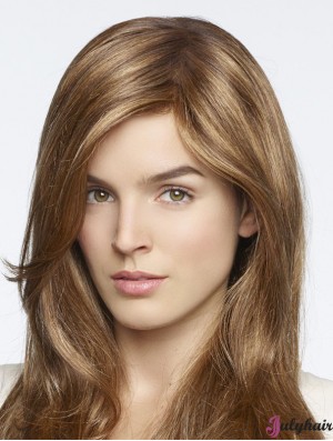 Stylish Blonde Straight With Bangs Monofilament Long Wigs