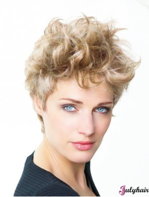 Curly Boycuts Short Blonde Trendy Lace Front Wigs