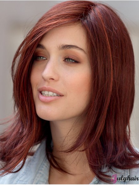 Wigs Online Monofilament Red Color Straight Style Layered Cut