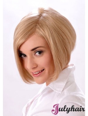 Chin Length Straight Monofilament Blonde Style Bob Wigs