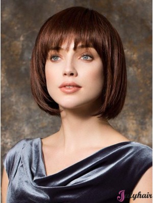 Beautiful 10 inch Chin Length Monofilament Brown Bob Style Wig