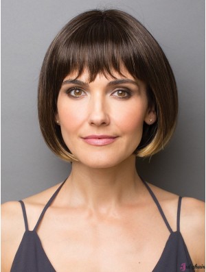 10 inch Chin Length Monofilament Brown Bob Wigs