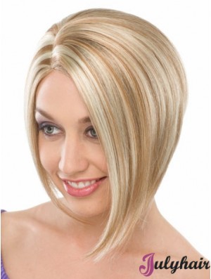 Capless Chin Length Straight Blonde Fashionable Bob Wigs