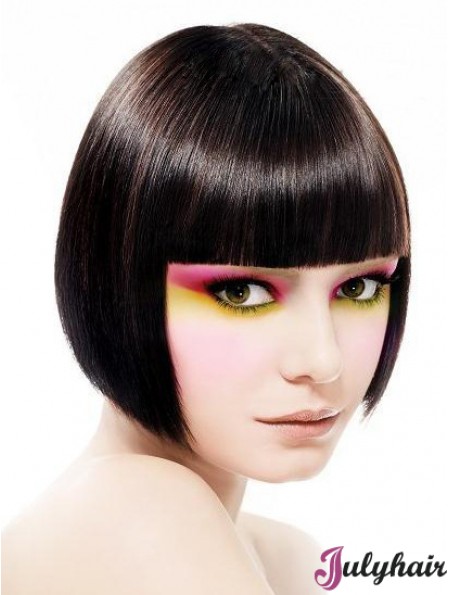 Capless Short Straight Black Incredible Bob Wigs