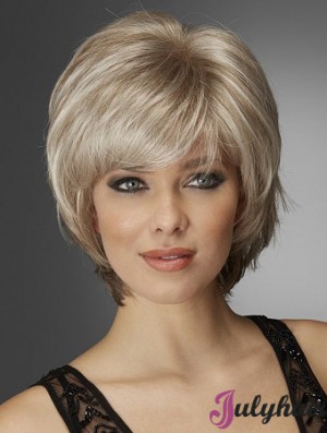 Wavy Chin Length Blonde 10 inch Monofilament Exquisite Bob Wigs