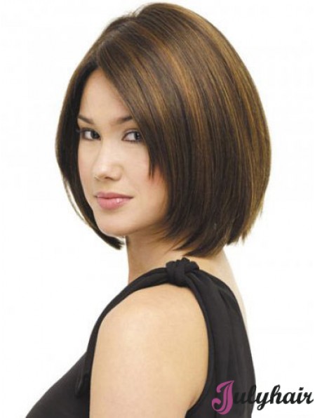 Capless Chin Length Straight Brown Beautiful Bob Wigs