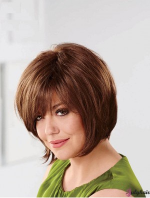 Straight Chin Length Auburn 10 inch Capless Natural Bob Wigs