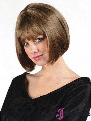 Capless Chin Length Straight Brown Cheap Bob Wigs