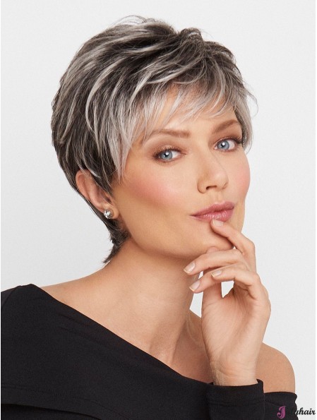 Quality Salt and Pepper Short lace Wig for Women