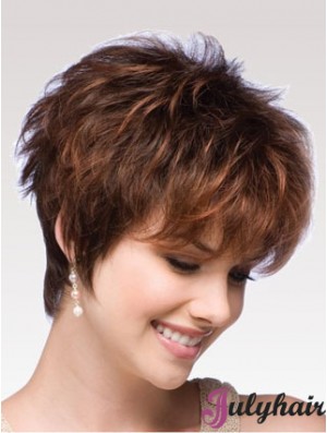 Auburn Wig Boycuts Auburn Color Short Length Wavy Style