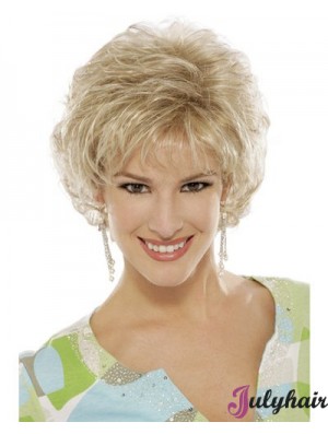 Blonde Curly Wig With Capless Short Length Classic Cut