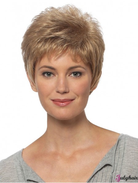 Short Hair Wigs Blonde Color Cropped Length Straight Style