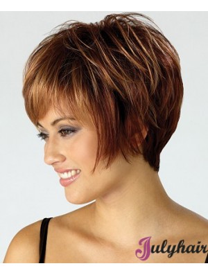 Cheap Wig With Capless Synthetic Cropped Length Brown Color Boycuts