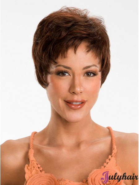 Boycuts Straight Auburn Capless Comfortable Short Wigs