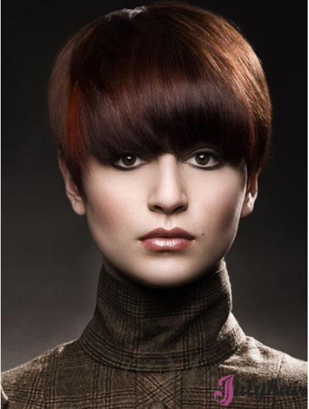 Boycuts Straight Auburn Capless High Quality Short Wigs