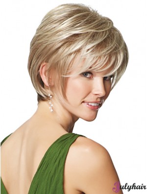 Beautiful 9 inch Cheap Straight Layered Blonde Short Wigs